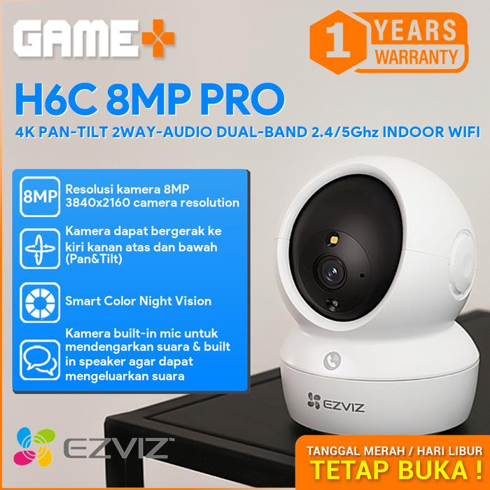 Gambar EZVIZ H6C 8MP PRO 4K PAN-TILT 2WAY-AUDIO DUAL-BAND 2.4/5GHZ INDOOR WIFI - NON dari GamePlus.co.id undefined Tokopedia