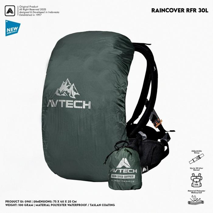 Gambar AVTECH - Rain Cover Bag Waterproof Pelindung Tas Anti Air 20-30 Liter - COVER DAYPACK - Hijau Hunter dari Avtech Adventure Technology undefined Tokopedia
