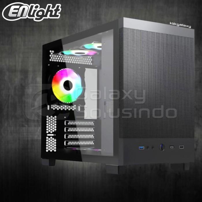 Gambar Enlight A1 Tempered Glass Mini-Tower M-ATX Gaming Case - Black White - Hitam dari GASOL SUMBERSARI undefined Tokopedia