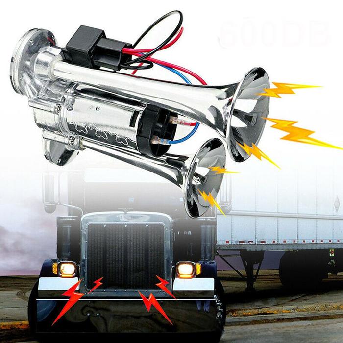 Gambar Klakson Terompet Mobil Horn Double Tube 95dB 12V Relay Zinc Alloy - JD-1020 - Silver dari SEVEN CORPS undefined Tokopedia