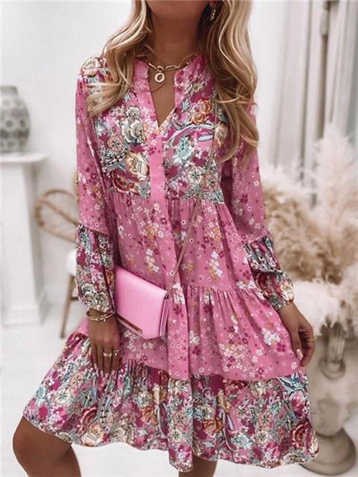 Jual Casual Floral Print Dresses For Women 2024 Sping Summer Boho