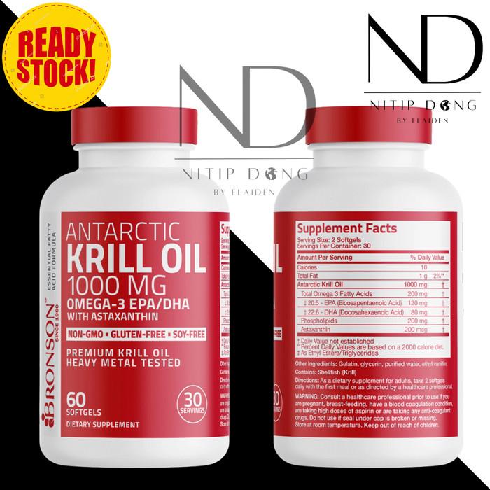 Gambar Bronson Antarctic Krill Oil 1000MG Omega-3 EPA/DHA Astaxanthin - 60 Softgels dari @nitipdong.by.e undefined Tokopedia