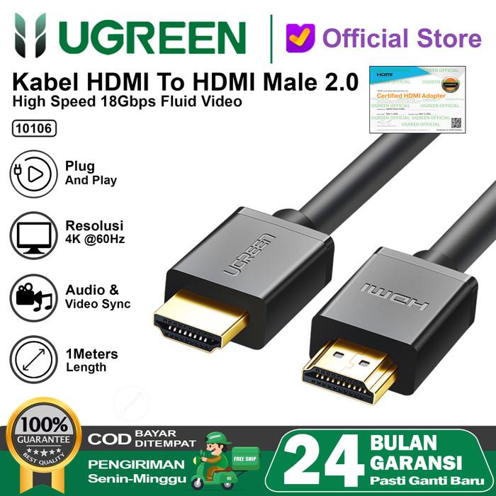 Gambar UGREEN KABEL HDMI TO HDMI,HDMI TO VGA 4K ULTRA HD FOR MONITOR,PC, ETC ORIGINAL QUALITY - HD104 1M dari pablosshop undefined Tokopedia