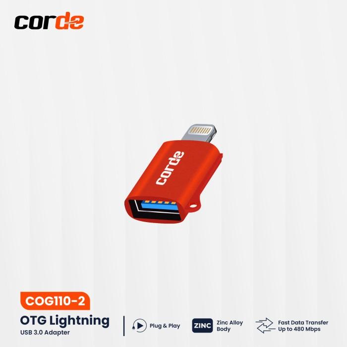 Gambar CORDE Lightning Adapter USB 3.0 — OTG for iPhone iPad Support Flashdisk 256GB Storage COG110 - Orange dari Corde Indonesia undefined Tokopedia