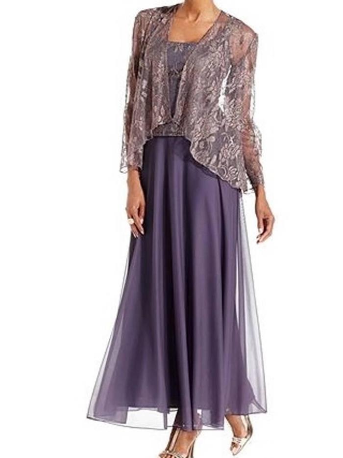 Jual Lavender Lace Chiffon Ankle Length Mother of the Bride Dress