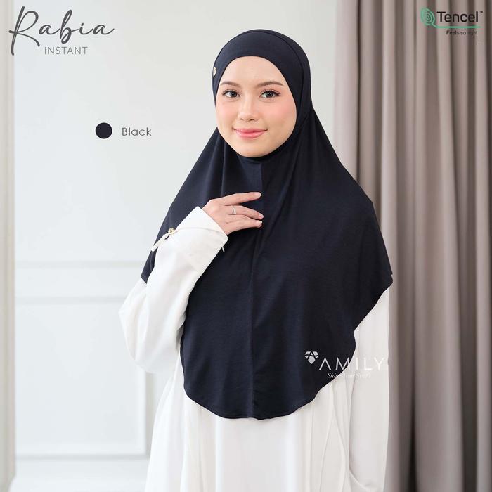 Gambar AMILY - Rabia Hijab Instan Jilbab Bergo Haji/ Umroh Tencel Polos Premium - Black dari AMILY HIJAB OFFICIAL STORE undefined Tokopedia