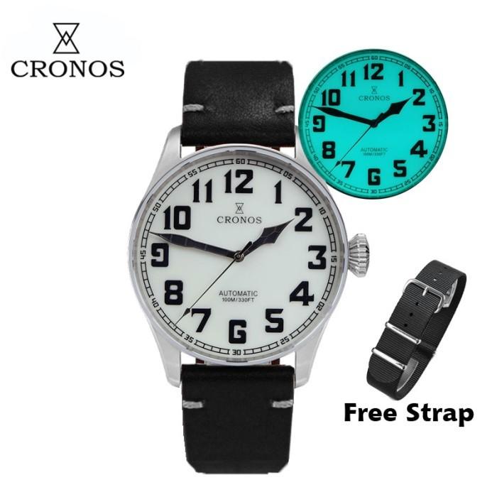 Jual Jam Tangan Pria Cronos Pilot Flieger Mechanical Men Watch