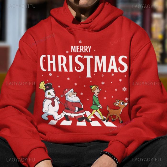 Jual Merry Christmas Santa Claus and Elf Man Red Hoodie Autumn and