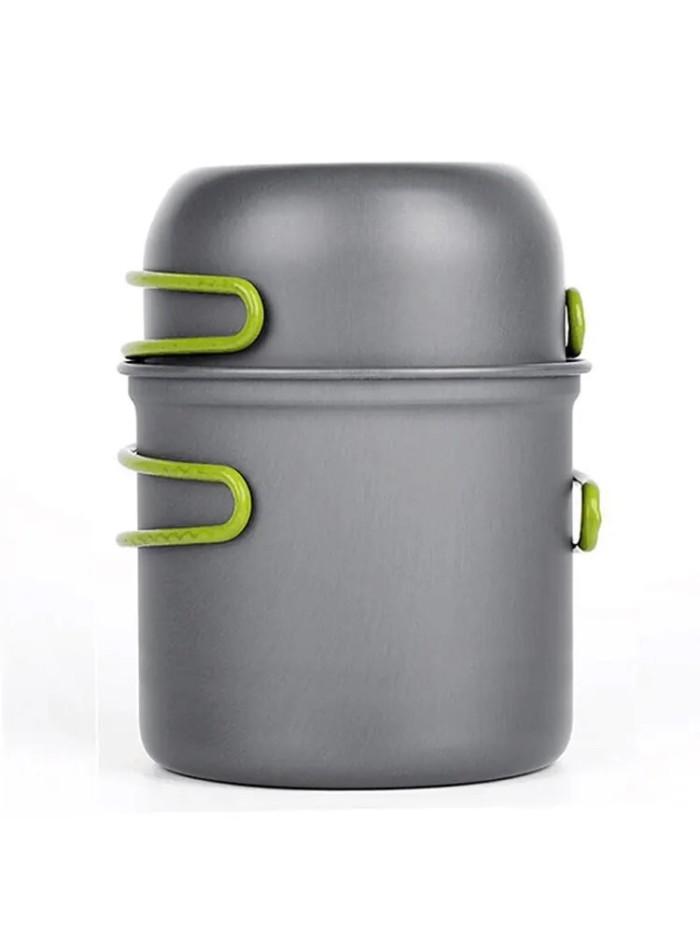 Gambar Set Panci Kemping Widesea Ultralight Camping Cooking Utensils Outdoor Tableware Pot Set - Green handle pots, dari exflagshipgadget undefined Tokopedia