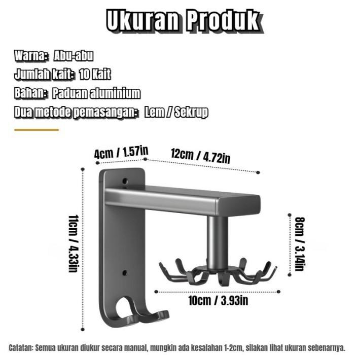 Gambar Rak Dapur Putar Tanpa Pukulan Aluminium Terpasang Di Dinding 10 Kait Panci Sekop Talenan Rak Pengait Gantungan Peralatan Alat Masak Dapur Spatula Lemari Kitchen Set Hanger Hook - Abu-abu dari Coupal.id undefined Tokopedia