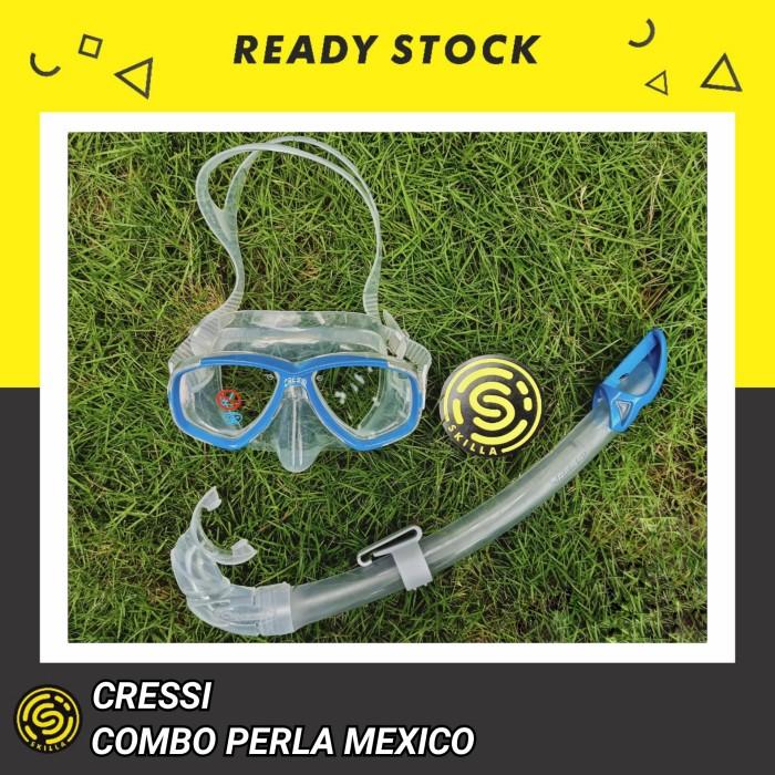 Gambar Combo Cressi Perla Freediving/Diving Mask + Cressi Mexico Snorkel - Clear Blue dari Rahayu Berkah Store77 undefined Tokopedia