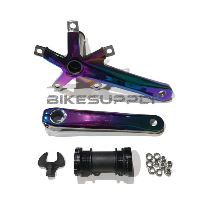 Gambar PROMO Arm Crank Piringan + BB Hollowtech 2 HT 2 HT2 Sepeda Merk Litepro Warna Rainbow Pelangi BCD 130 mm 5 Lubang Baut Bolts NEW - BB Aja Tnpa Arm dari Bledeg Mart undefined Tokopedia