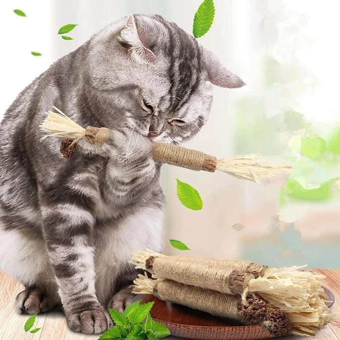 Cat Toy Natural Catnip Chew Stick Made From Silver Vine Cleans Teeth  Relieves Boredom Pet Chewing Toy Fun Catnip Stick