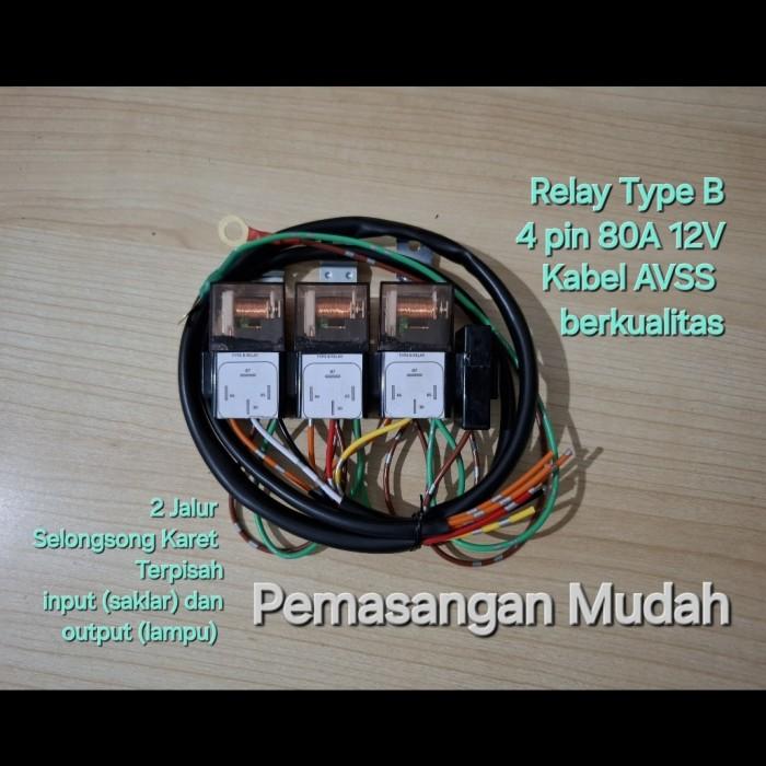 Gambar Kabel set Relay Kit 4 pin Lampu sorot 3 Mode Head lamp Motor Variasi tembak laser d2 Biled daymaker 80A 12V - G Series dari AMEL STORE 888 undefined Tokopedia