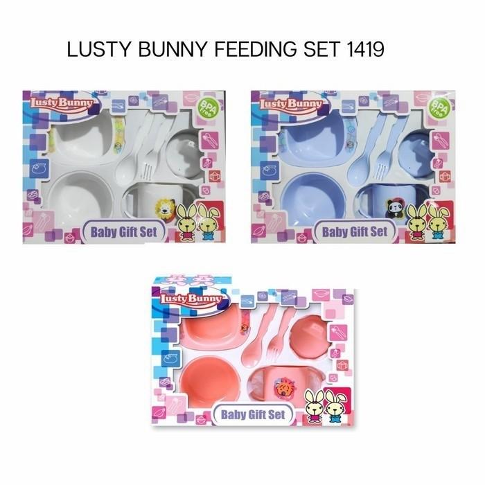 Gambar Lusty Bunny Baby Feeding Gift Set LB1419 - Set Peralatan Makan Bayi - Merah Muda dari Pumpkin Babies undefined Tokopedia