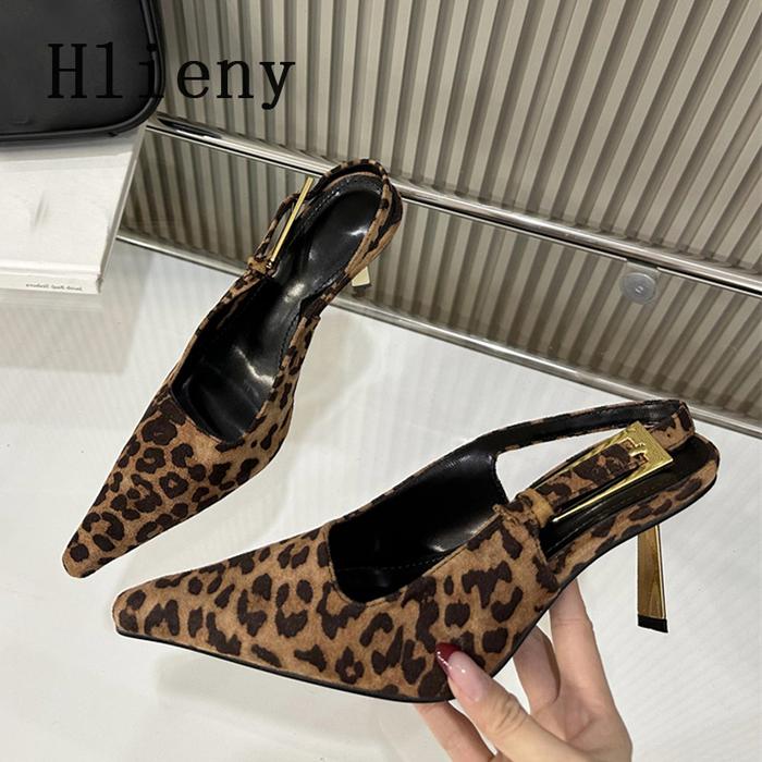 Jual Hlieny Street Style Sexy Leopard Print Pointed Toe Metal