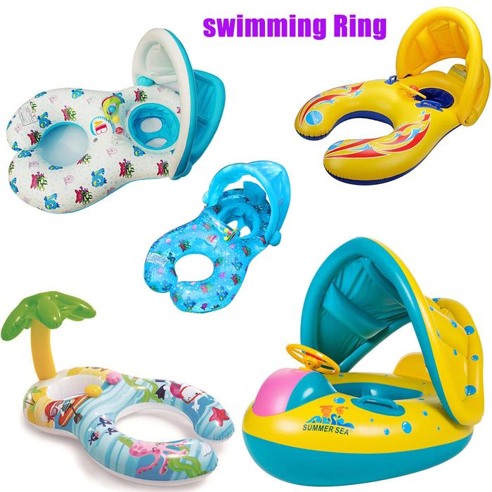 Baby Swimming Pool Float Infant Inflatable Floating Ring Kids Accessories  Sunshade Baby And Mother Swim Trainer Toy Kids 1-6y