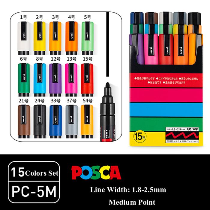 Jual 15 Posca Paint Markers, 5M Medium Posca Markers Set with
