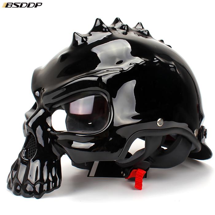 Jual Retro Motorcycle Helmet Fashion 3C Dot Skull Shape Men Women
