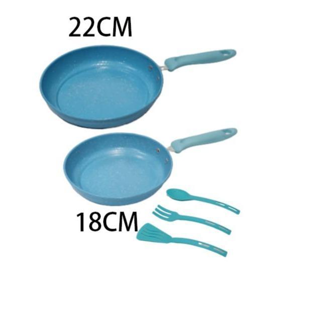 Gambar Panci Set Teflon Wajan Kukusan Mpasi Bayi Balita Food Grade Sakura Panci Sup Wokpan Granit Cookware Maker - 5PC BIRU18/22CM dari Laris Dapurku ID undefined Tokopedia