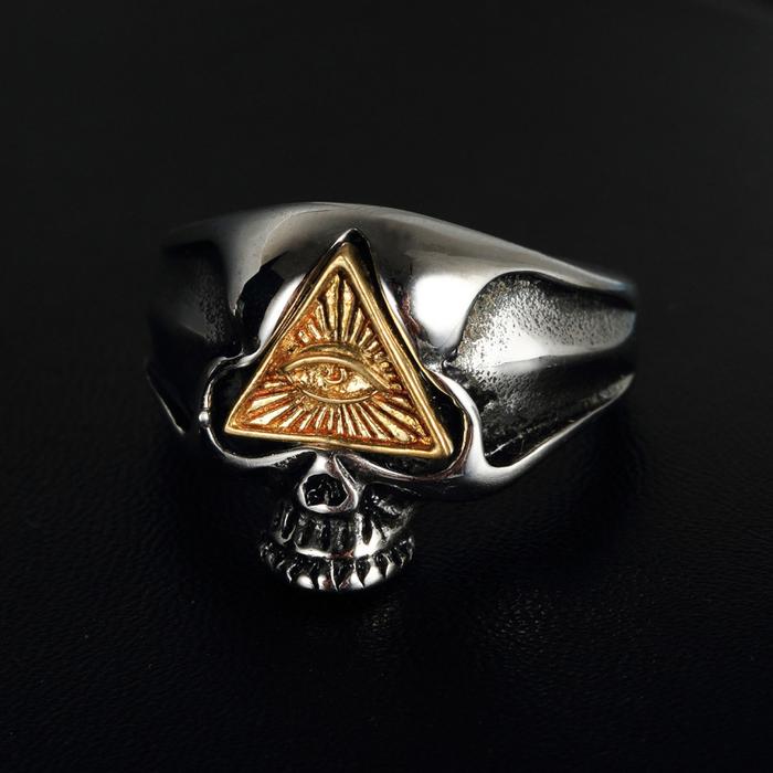 Jual produk terbaru vintage all seeing eye skull ring men and