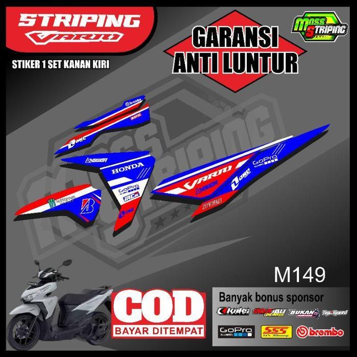 Gambar MAS Striping Stiker lis decal Motor Honda Vario LED lama 125 - 150 cc tahun 2015 2016 2017 2018 2019 semi fullbody m149 - Biru merah dari MAS Striping undefined Tokopedia