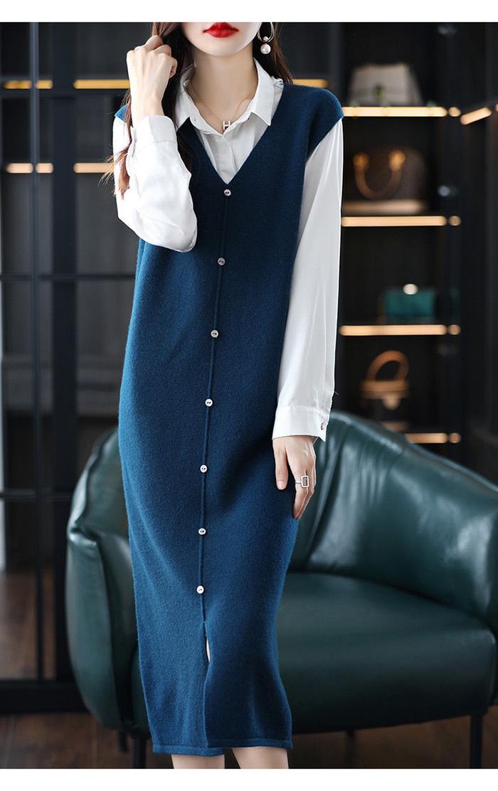 Jual produk terbaru long, medium to long sleeveless knitted knee