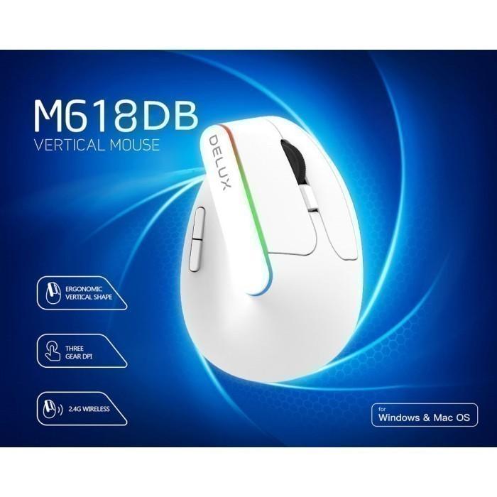 Gambar DELUX M618DB - Wireless Ergonomic Vertical Mouse - Dual Mode Version - Putih dari Tanaga Online Shop undefined Tokopedia