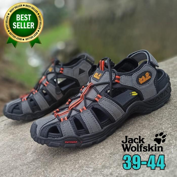 Sepatu Sandal Gunung Jack Wolfskin Adventure Sendal Hiking Bahan Kulit