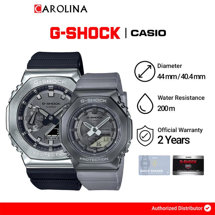 Jam Tangan Couple Casio G-shock Gm-2100-1agm-s2100mf-1a Digital Analog Dial  Blackgrey Resin Band