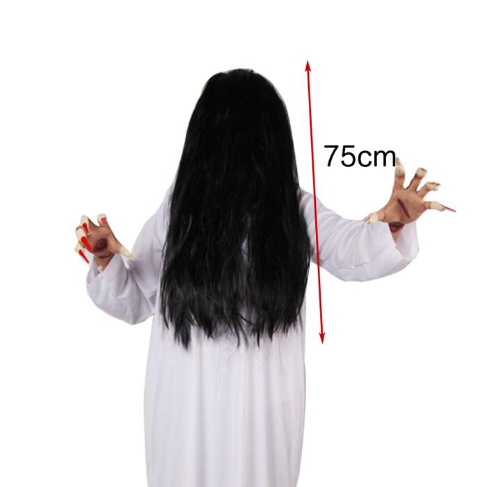 Gambar XIER - Kostum Sadako Cosplay Hantu Wanita Hallowen Paku Wig Baju Kuntilanak - Wig Hitam 75cm dari Xier Homesolution undefined Tokopedia