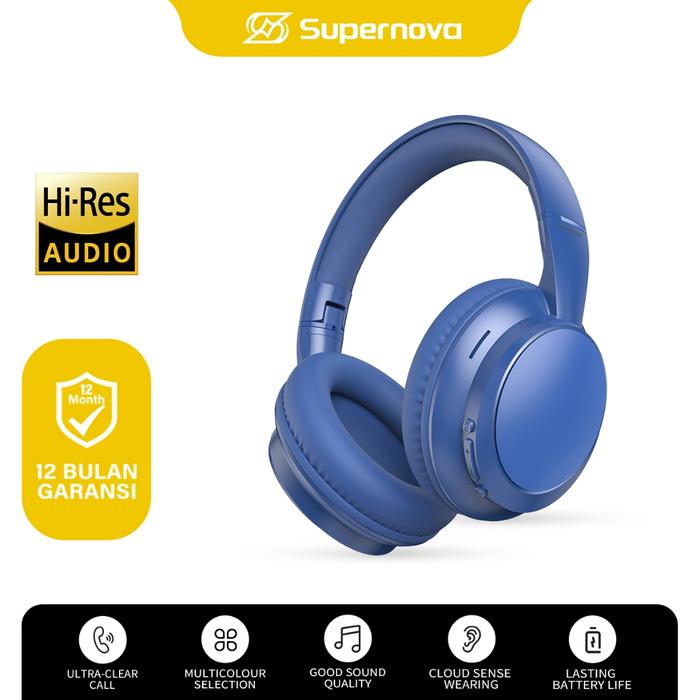 Gambar Supernova H10 Bluetooth Wireless Headphone Earphone Wired Dual Mode Stereo Bass v5.4 - Supernova-H10 Biru dari Hyundai Audio Store undefined Tokopedia