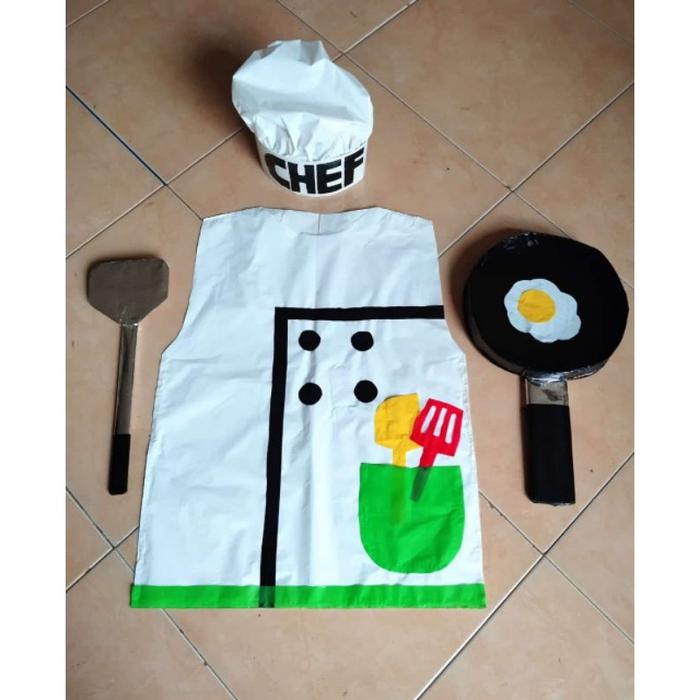 Gambar TERBARU Kostum Profesi Daur Ulang | Kostum Karnaval Kresek | Kostum Anak Laki-lak perempuan | Kostum Cosplay - CHEF/KOKI, 2-3 tahun dari Tata Costume undefined Tokopedia