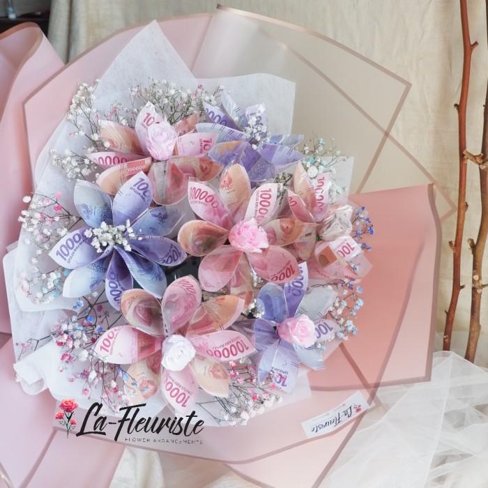 Gambar PASTI PROMO Pembuatan buket uang | money bouquet | kerangka bunga uang |model Star - 20 lembar, Tanpa MawarORI - 100 Lembar, 5 Mawar Segar dari BE FLOWERS undefined Tokopedia