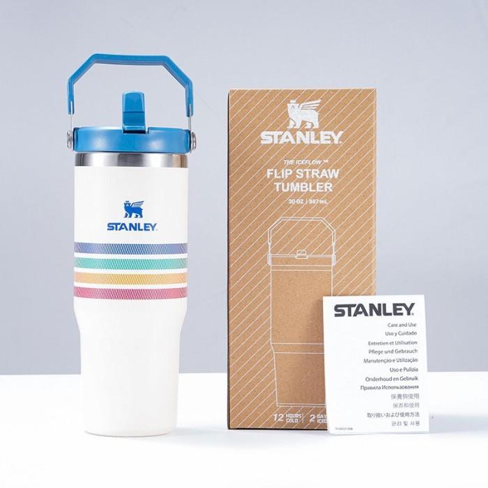 Gambar STANLEY Iceflow Original Tumbler - Flip Straw Vacuum Insolated Bottle 30oz (900ml) - 40oz Cool Seren - White dari zainzouzianshop undefined Tokopedia