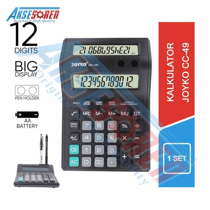 Gambar Aksesoren Kalkulator Joyko [CC-49] / Calculator 12 Digits 2 Display Pakai Baterai / Alat Hitung 2 Sisi - CC-49 dari Aksesoren undefined Tokopedia