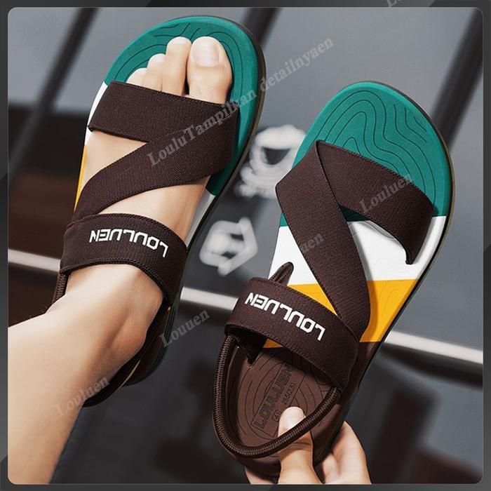 Gambar [LOULUEN Sandal&Diskon acara& COD & ]sandal cowok keren sandal pria dewasa sandal pria dewasa 2024 sandal selop cowok Anti-slip baru berkualitas tinggi 2025, tahan air dan tahan aus Sendal Jepit sepatu cowok keren skena original slipper men - 046cokelat, 39=25.5cm dari linda_alviani undefined Tokopedia