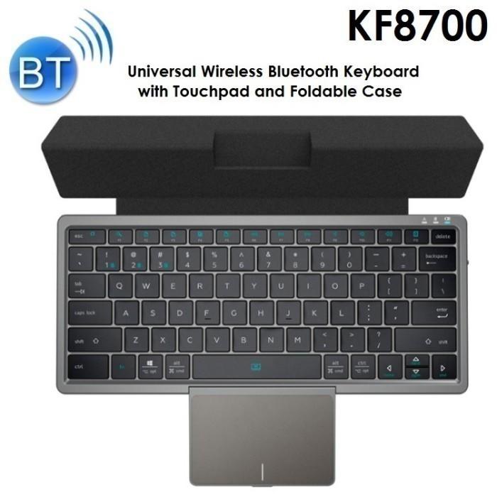 Gambar KF8700 - Universal Bluetooth Keyboard with Touchpad and Foldable Case - Abu-abu dari Tanaga Online Shop undefined Tokopedia