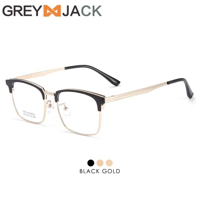 Gambar Grey Jack Frame Kacamata Model Half Kotak TR+Metal Ringan Fashion Pria Wanita Bisa Minus Antiradiasi Bluecromic 8016 - BLACK GOLD, MIN BLUECROMIC dari Trendy Mode undefined Tokopedia