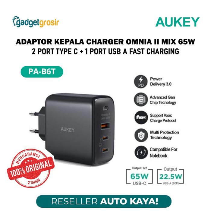 Jual AUKEY Omnia II Mix Adaptor Kepala Charger 3in1 Type C USB A