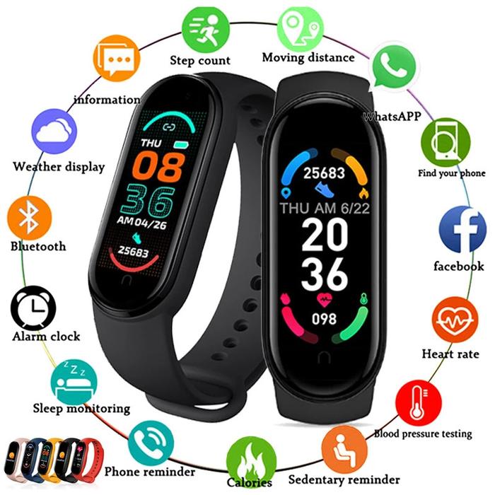 New M6 Smart Watch Men Women Fitness Smart Bracelet Sports Band Heart Rate  Blood Pressure Monitor Waterproof Multi For Mi Band