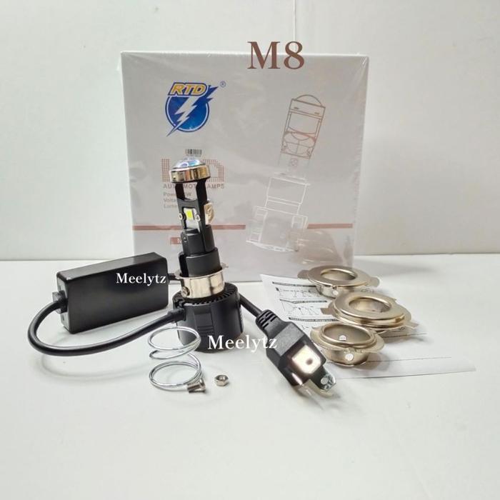 Gambar Lampu Utama Led RTD M8 Mini Projector H6 H4 HS1 cut off motor mobil - Putih Kuning dari RideRacer undefined Tokopedia