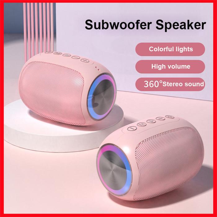 Pink Speaker Bluetooth Powerful Portable Bluetooth Speaker Box Outdoor  Sound Box Waterproof 10w Bass Sound Support Tf Card Fm Ra