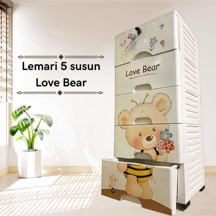 Gambar Lemari Pakaian Plastik Anak Laci Plastik Susun Bayi Perempuan Laki Laki Lemari Baju Plastik Susun - LBear5susun dari STORE BERAGAM undefined Tokopedia