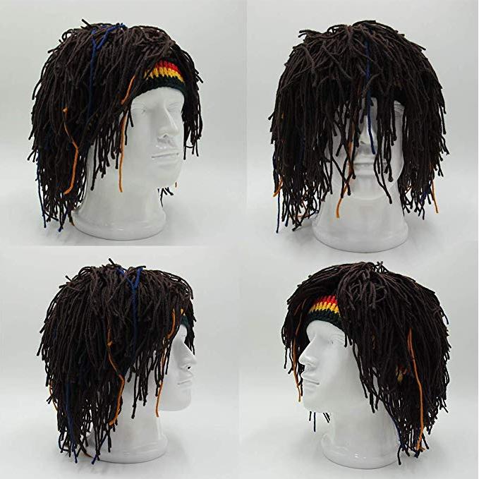Gambar Rasta Hat with Black Dreadlocks Jamaican Cap Elastic Woven Knit Beret Hat Funny Holiday Role Playing Hat dari sorsiah undefined Tokopedia