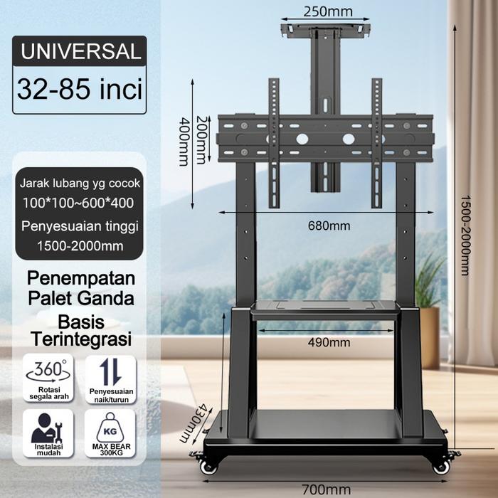Gambar Ongkir Murah Bracket Standing Tv Roda Dorong Led Tv 32- 85 Inci /Bracket Standing Roda Led Tv - 32"-85" dari kingramzz undefined Tokopedia