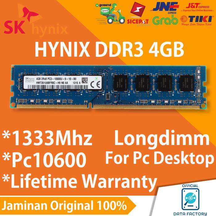 Jual RAM HYNIX LONGDIMM DDR3 4GB PC10600 1333Mhz MEMORY PC NEW