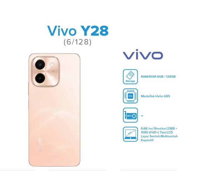 Gambar Vivo Y28 6 128 Gb AI Dual Camera Kapasitas 6000 Mah Dual Band Octa Core Kecerahan 1000 Nit Tahan Debu Air Star Halo Light Medio tek Helio G85 Fingerprint Oranye Senja Hijau Zamrud Tuv Certifivation Fast AYD Charging 44 Wat - 6/128, Agate Green dari rakyatindonesiastore undefined Tokopedia