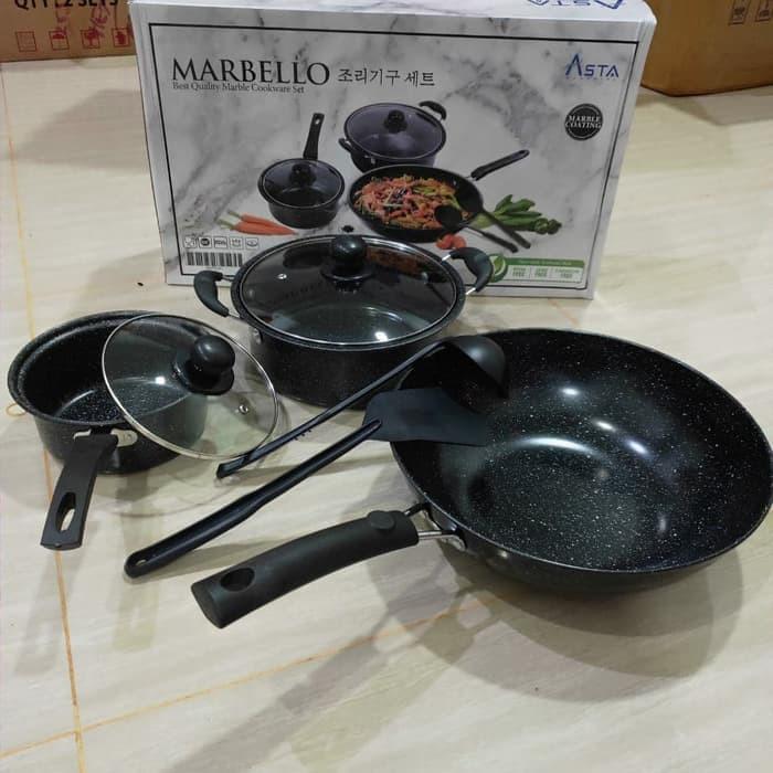 Gambar PANCI SET ASTA MARBELLO 7IN1 COOWARE MARBLE ANTI LENGKET 7PCS - STANDARD dari SL SBY_NEW undefined Tokopedia