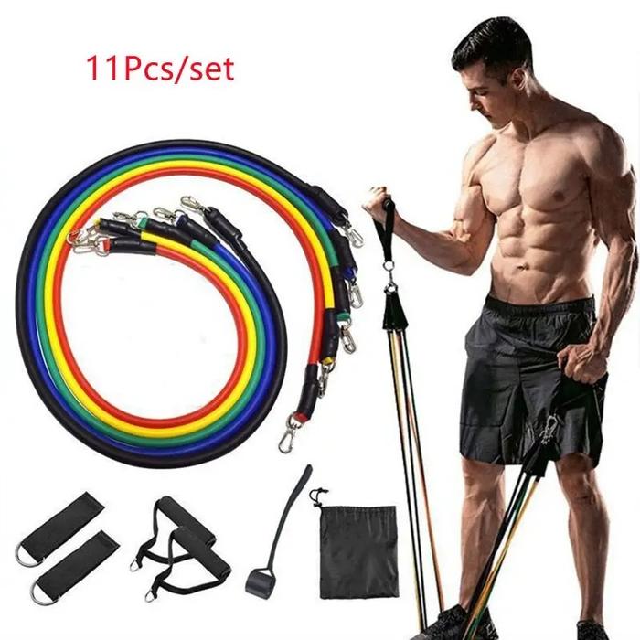 Gambar 11pcs TPE Resistance Bands Set, Resistance Bands With Door Anchor, Handles, Carry Bag, Legs Ankle Straps, Exercise Bands - 11pcs dari SANI NURAENI'S undefined Tokopedia